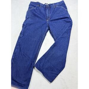 Diamond Gusset Mens Flannel Lined Denim Carpenter Jeans 38x29 USA Made Cabincore